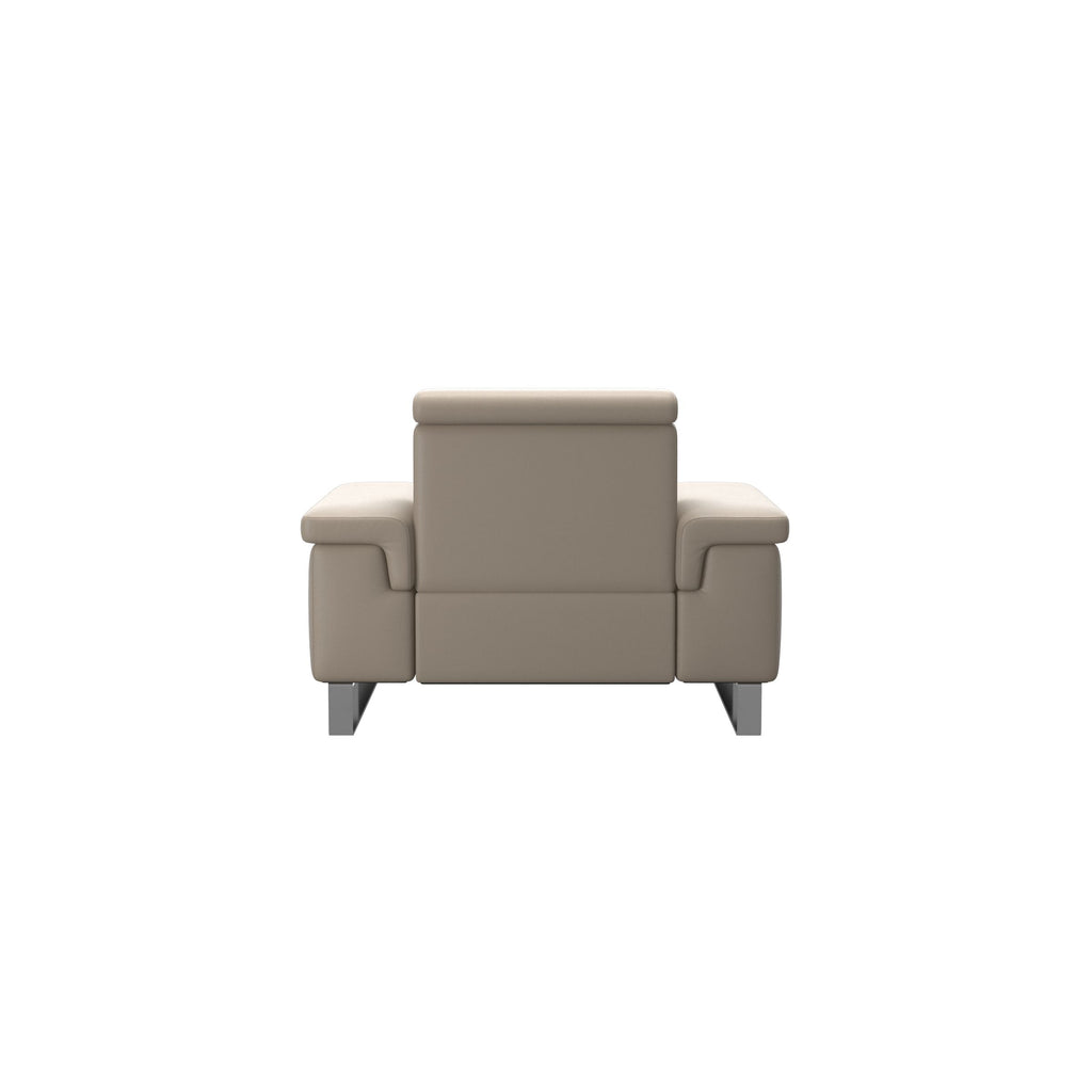 Stressless Anna A2 1-seat power chair, steel bow base in polished metal, Paloma Mushroom leather – alternate view