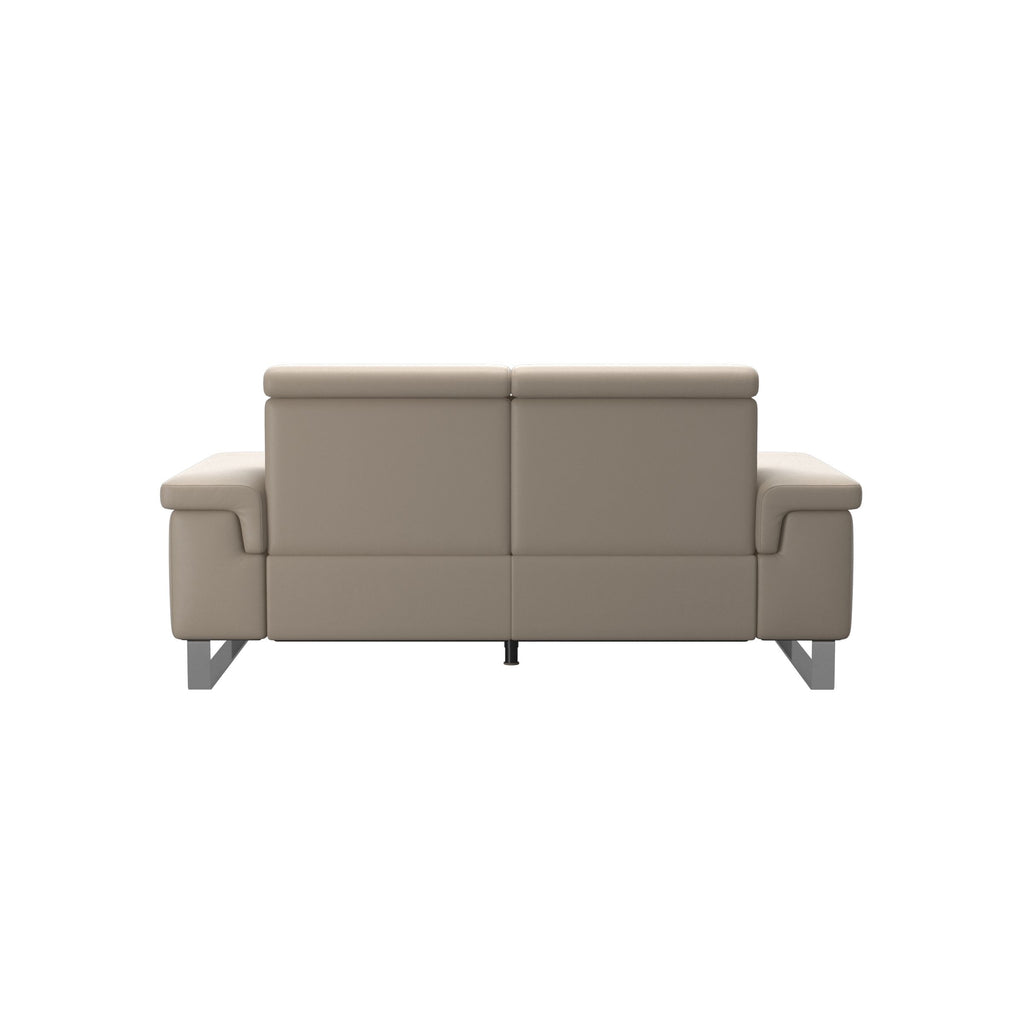 Stressless Anna A2 2-seat power sofa, steel bow base in polished metal, Paloma Mushroom leather – alternate view