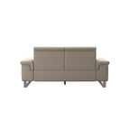 Stressless Anna A2 2-seat power sofa, steel bow base in polished metal, Paloma Mushroom leather – alternate view