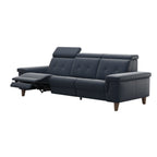 Stressless Anna A2 3-seat power sofa, Wood Cone in Walnut, Paloma Oxford Blue leather