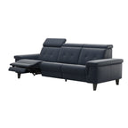 Stressless Anna A2 3-seat power sofa, Wood Cone in Grey, Paloma Oxford Blue leather