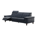 Stressless Anna A2 3-seat power sofa, Wood Cone in Wenge, Paloma Oxford Blue leather