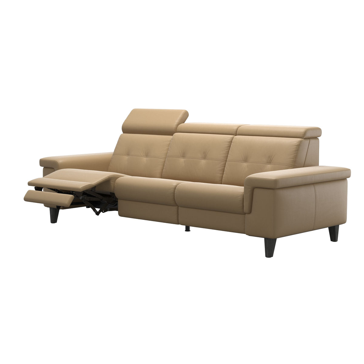 Stressless Anna A2 3-seat power sofa, Wood Cone in Grey, Paloma Sand leather