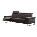 Stressless Anna A2 3-seat power sofa, steel bow base in polished metal, Paloma Chocolate leather