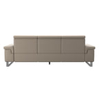 Stressless Anna A2 3-seat power sofa, steel bow base in polished metal, Paloma Mushroom leather – alternate view
