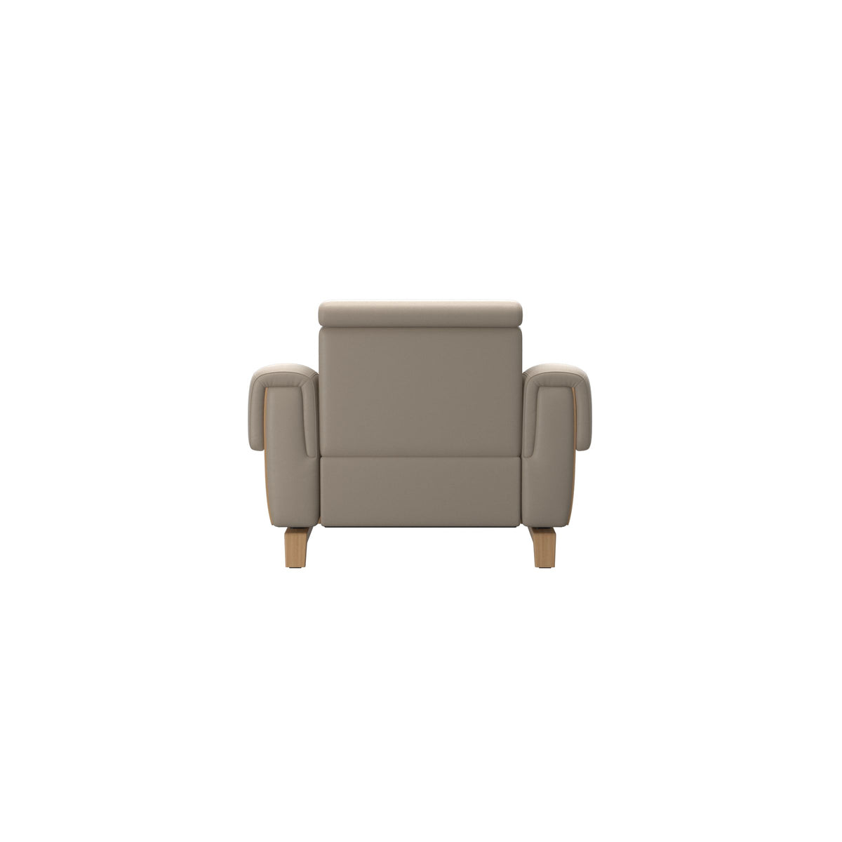 Stressless Anna A3 1-seat power chair, Wood Bow in Oak with matching Oak arm panels, Paloma Mushroom leather – alternate view