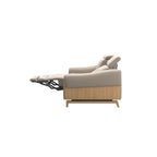 Stressless Anna A3 2-seat power sofa, Wood Bow in Oak with matching Oak arm panels, Paloma Mushroom leather – alternate view