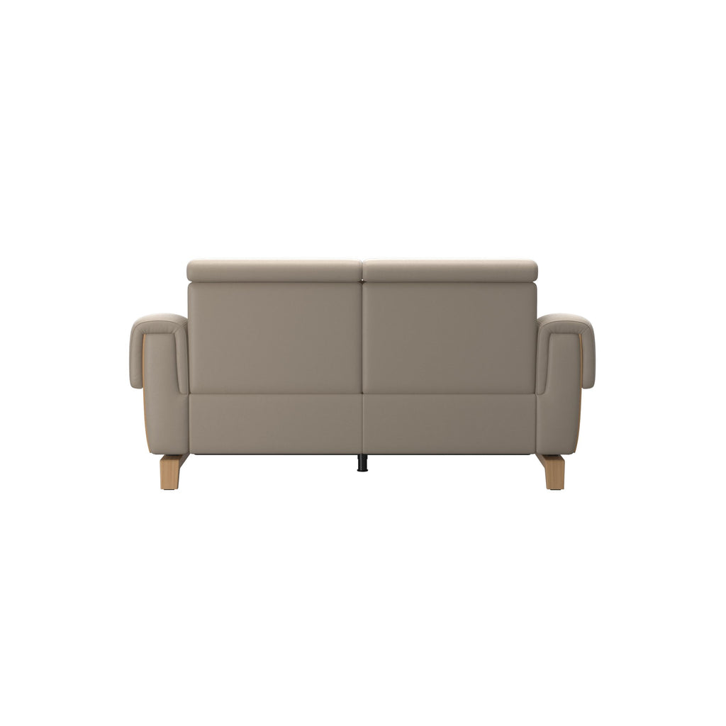 Stressless Anna A3 2-seat power sofa, Wood Bow in Oak with matching Oak arm panels, Paloma Mushroom leather – alternate view