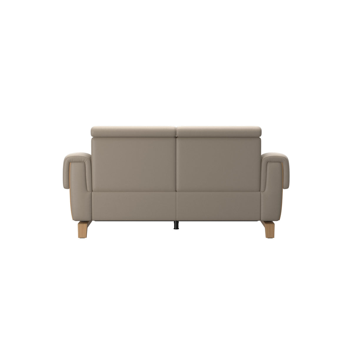 Stressless Anna A3 2-seat power sofa, Wood Bow in Oak with matching Oak arm panels, Paloma Mushroom leather – alternate view
