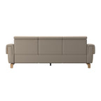 Stressless Anna A3 3-seat power sofa, Wood Bow in Oak with matching Oak arm panels, Paloma Mushroom leather – alternate view