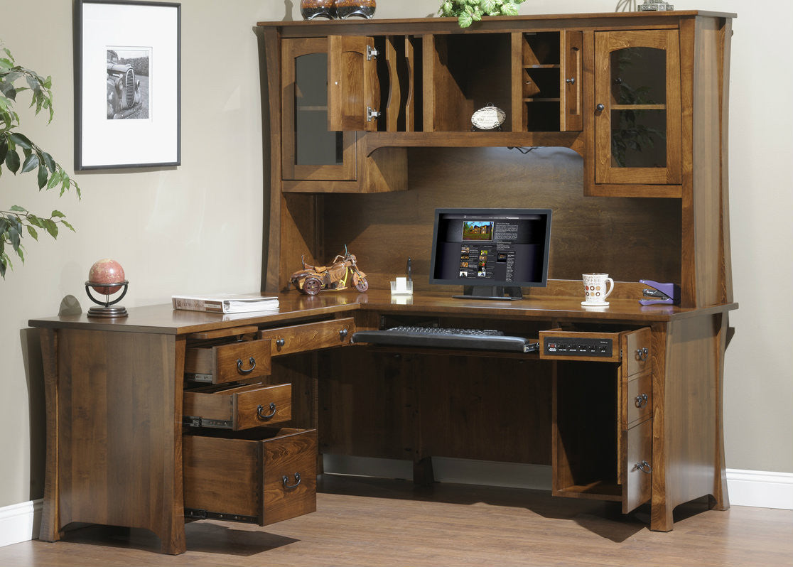Woodbury L-Desk and Hutch 1541-YT-1550
