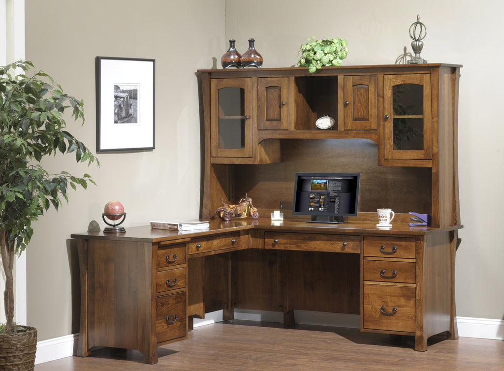Woodbury L-Desk and Hutch 1541-YT-1550