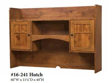 Wooden hutch with cabinets on a white background