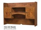 Wooden hutch with cabinets on a white background