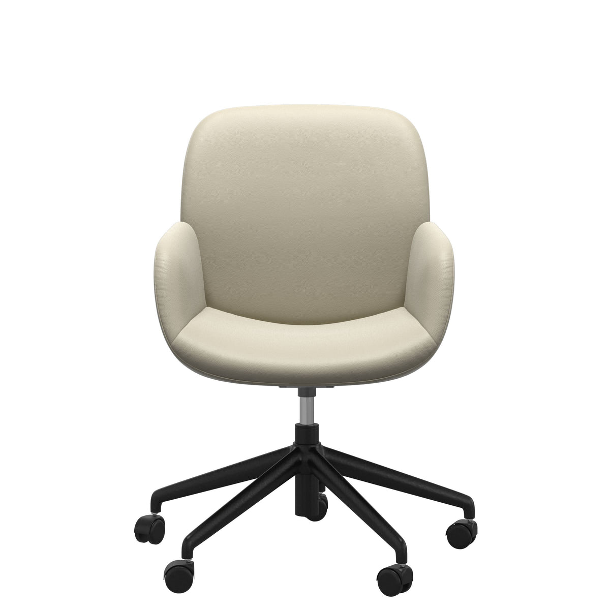 Stressless Bay Low Back Home Office Chair - With Arms - Paloma Light Grey - Matte Black base