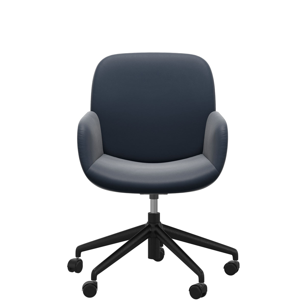 Stressless Bay Low Back Home Office Chair - With Arms - Paloma Oxford Blue - Matte Black base