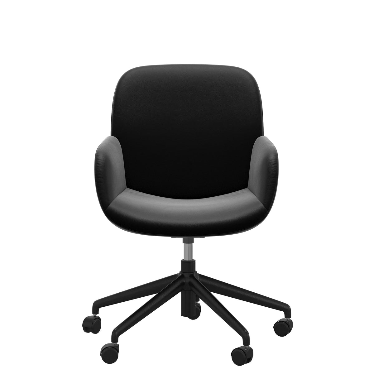 Stressless Bay Low Back Home Office Chair - With Arms - Paloma Black - Matte Black base