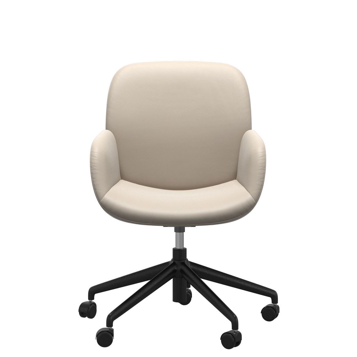 Stressless Bay Low Back Home Office Chair - With Arms - Paloma Fog - Matte Black base