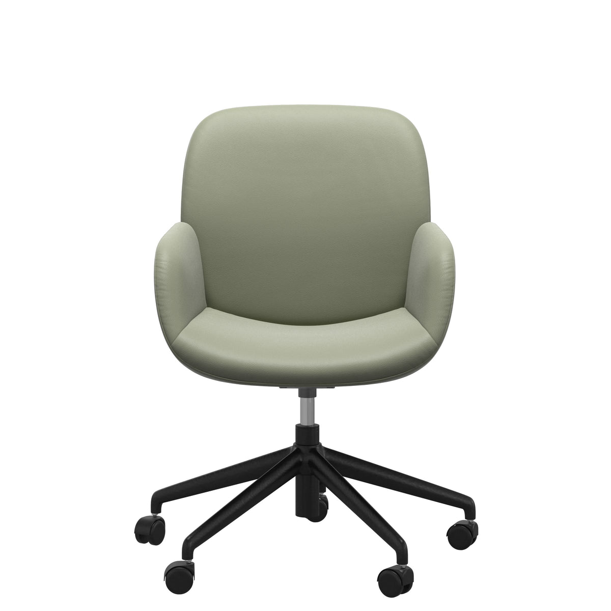 Stressless Bay Low Back Home Office Chair - With Arms - Paloma Shadow Green - Matte Black base