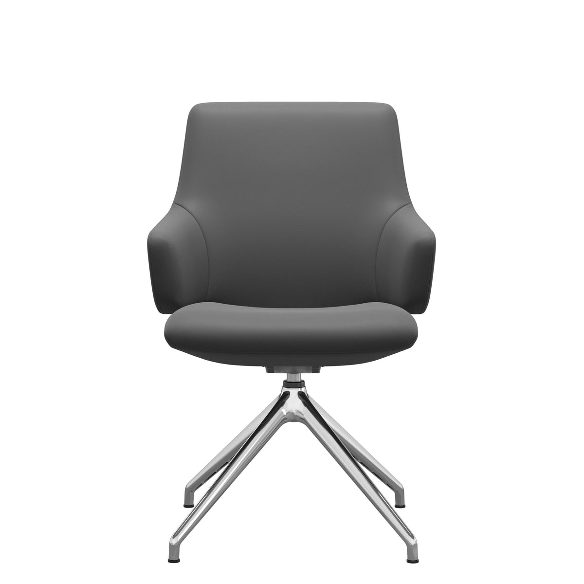 Stressless Laurel Low Back Swivel Dining Chair – D350 with Autoreturn – With Arms, Polished Metal legs