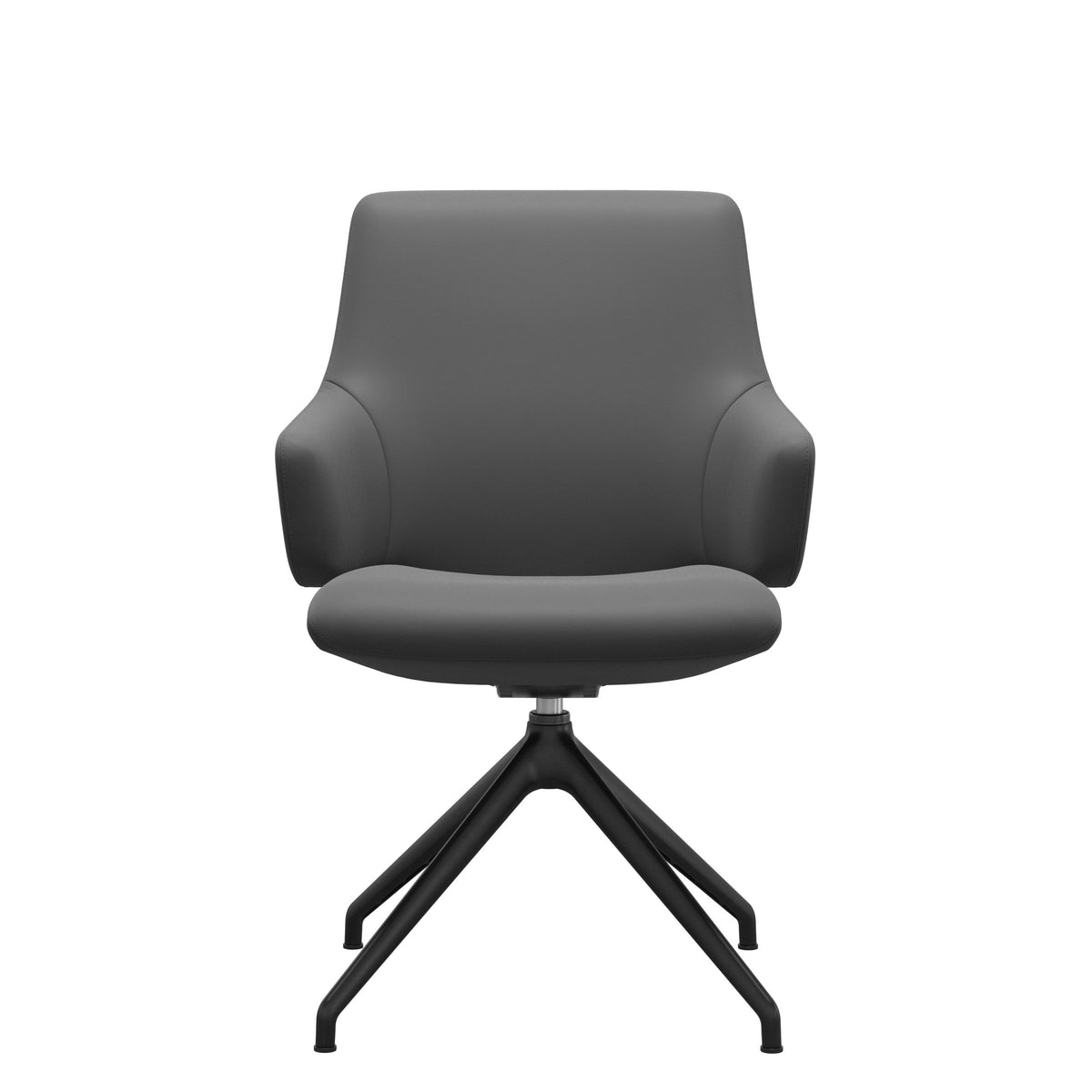 Stressless Laurel Low Back Swivel Dining Chair – D350 with Autoreturn – With Arms, Matte Black legs