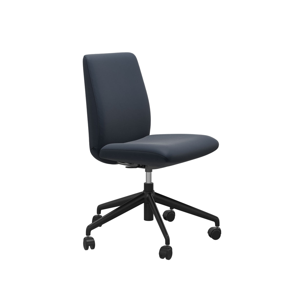 Stressless Laurel Low Back Home Office Chair - Without Arms - Paloma Oxford Blue - Matte Black base