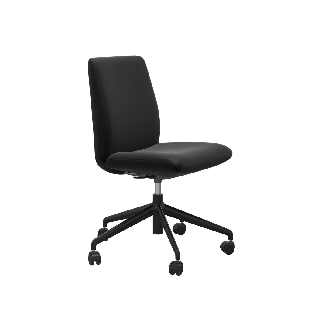 Stressless Laurel Low Back Home Office Chair - Without Arms - Paloma Black - Matte Black base