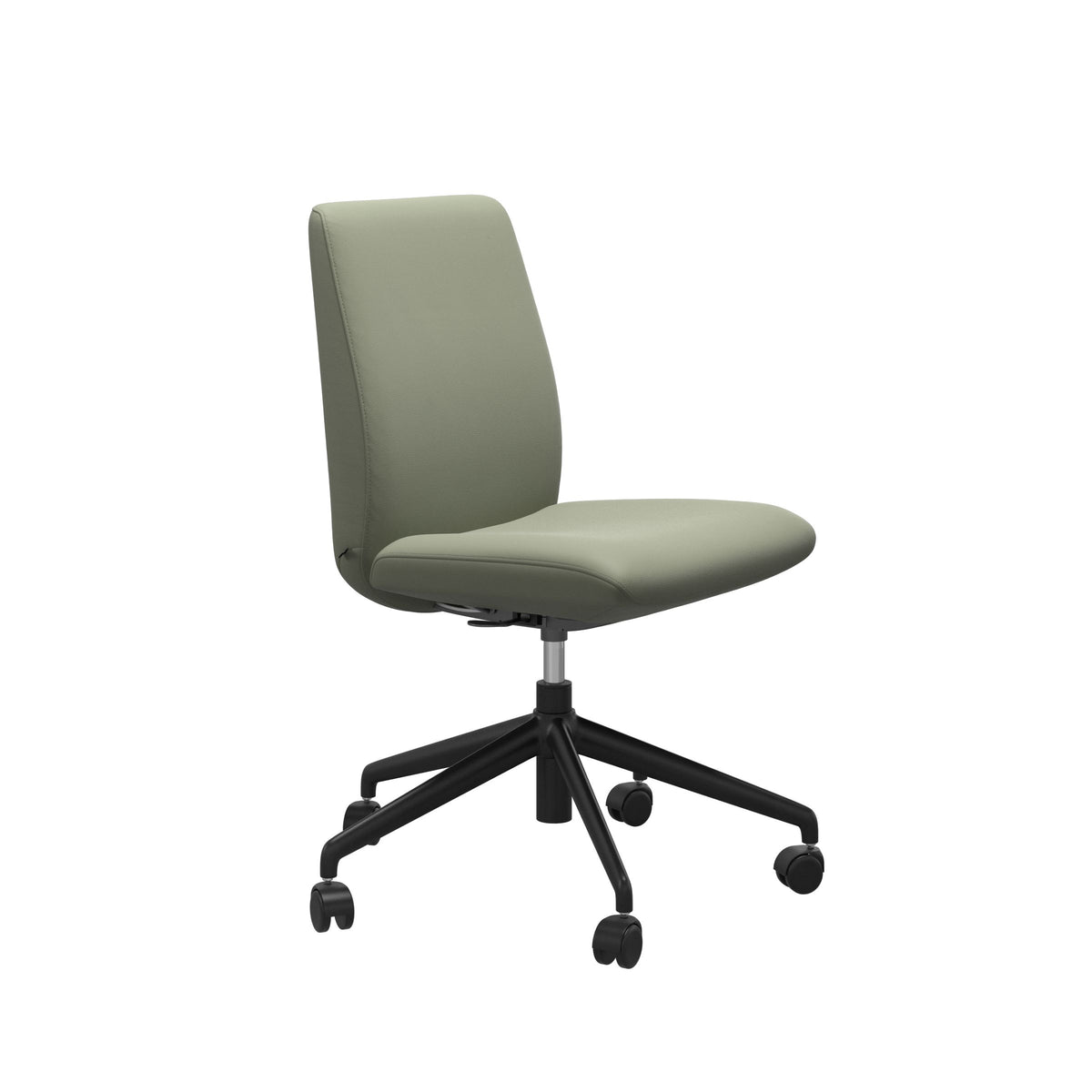 Stressless Laurel Low Back Home Office Chair - Without Arms - Paloma Shadow Green - Matte Black base