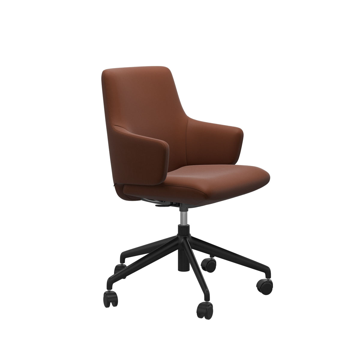 Stressless Laurel Low Back Home Office Chair - With Arms - Paloma Copper - Matte Black base