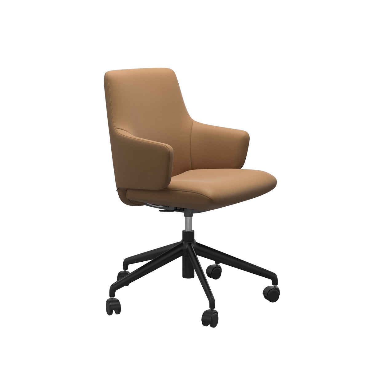 Stressless Laurel Low Back Home Office Chair - With Arms - Paloma Taupe - Matte Black base