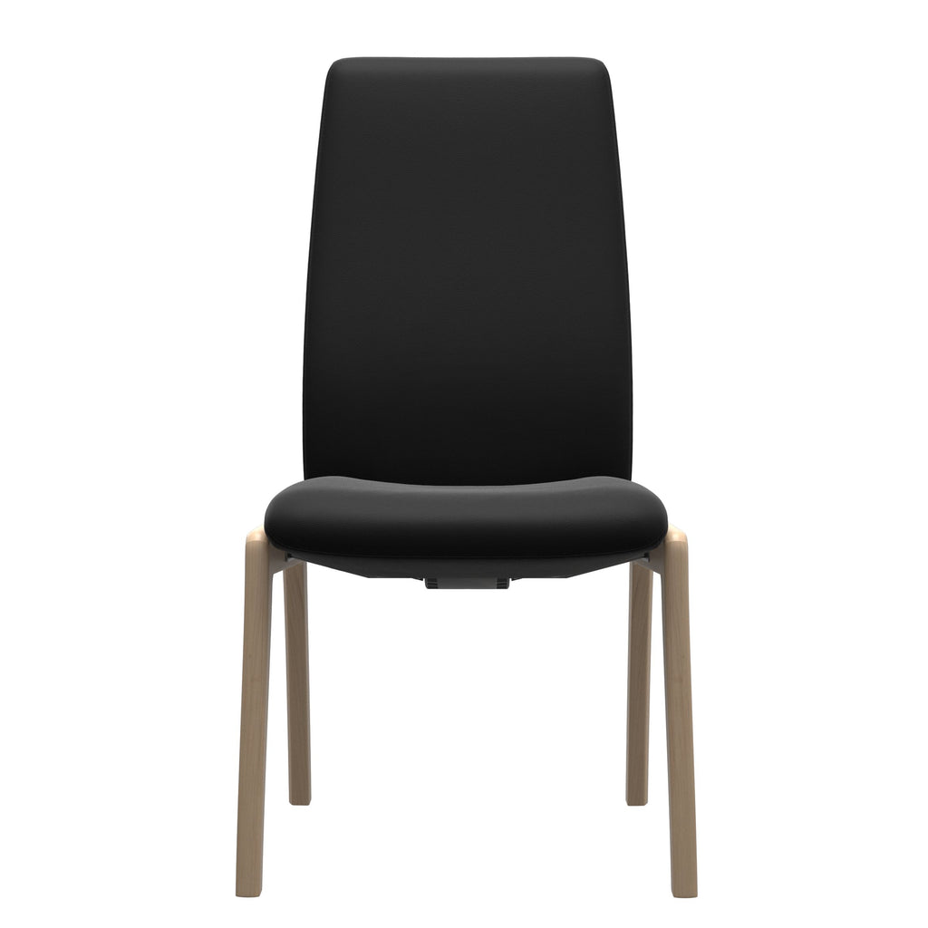 Stressless Laurel High Back Dining Chair – D100 - Without Arms - Paloma Black - Natural base