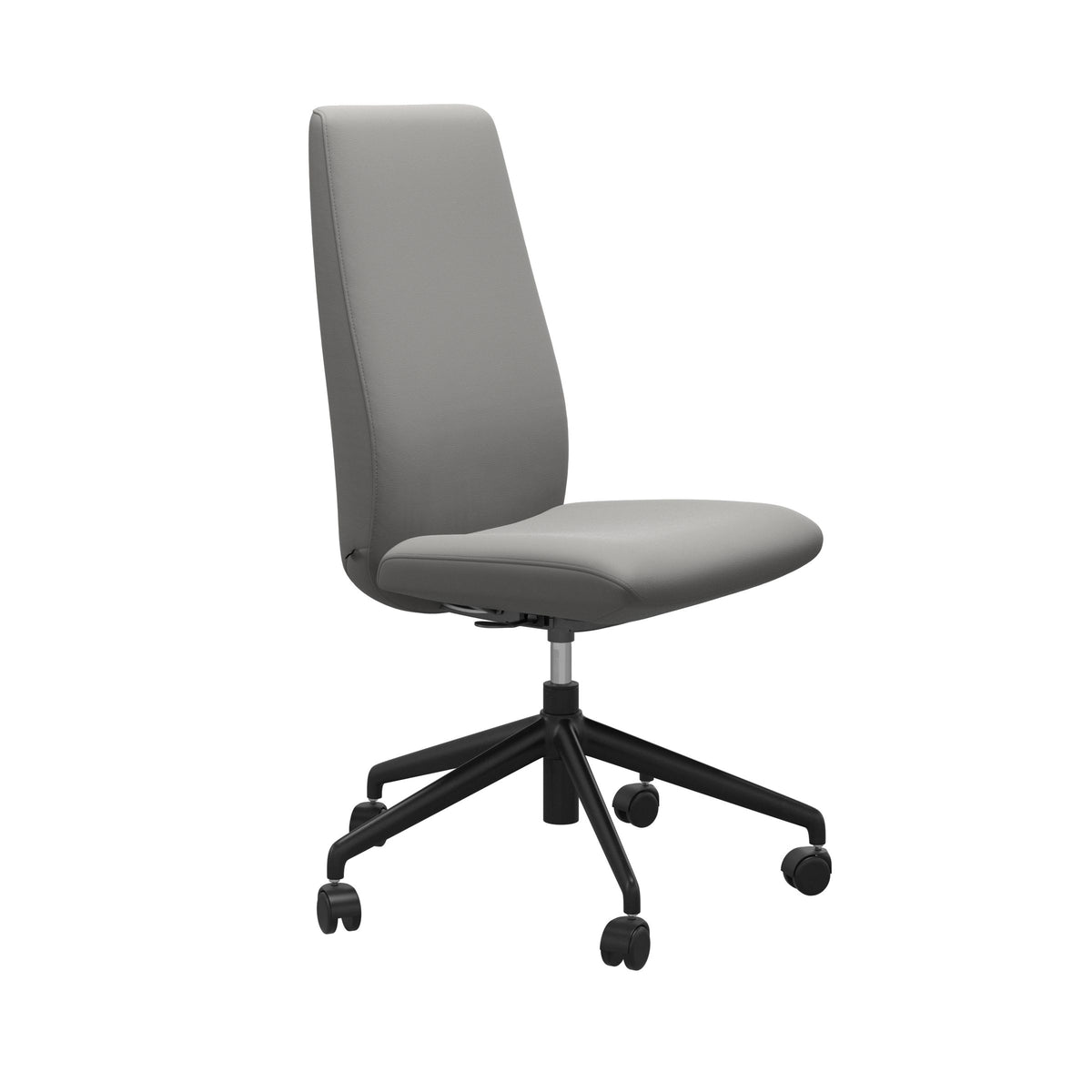 Stressless Laurel High Back Home Office Chair - Without Arms - Paloma Silver Grey - Matte Black base