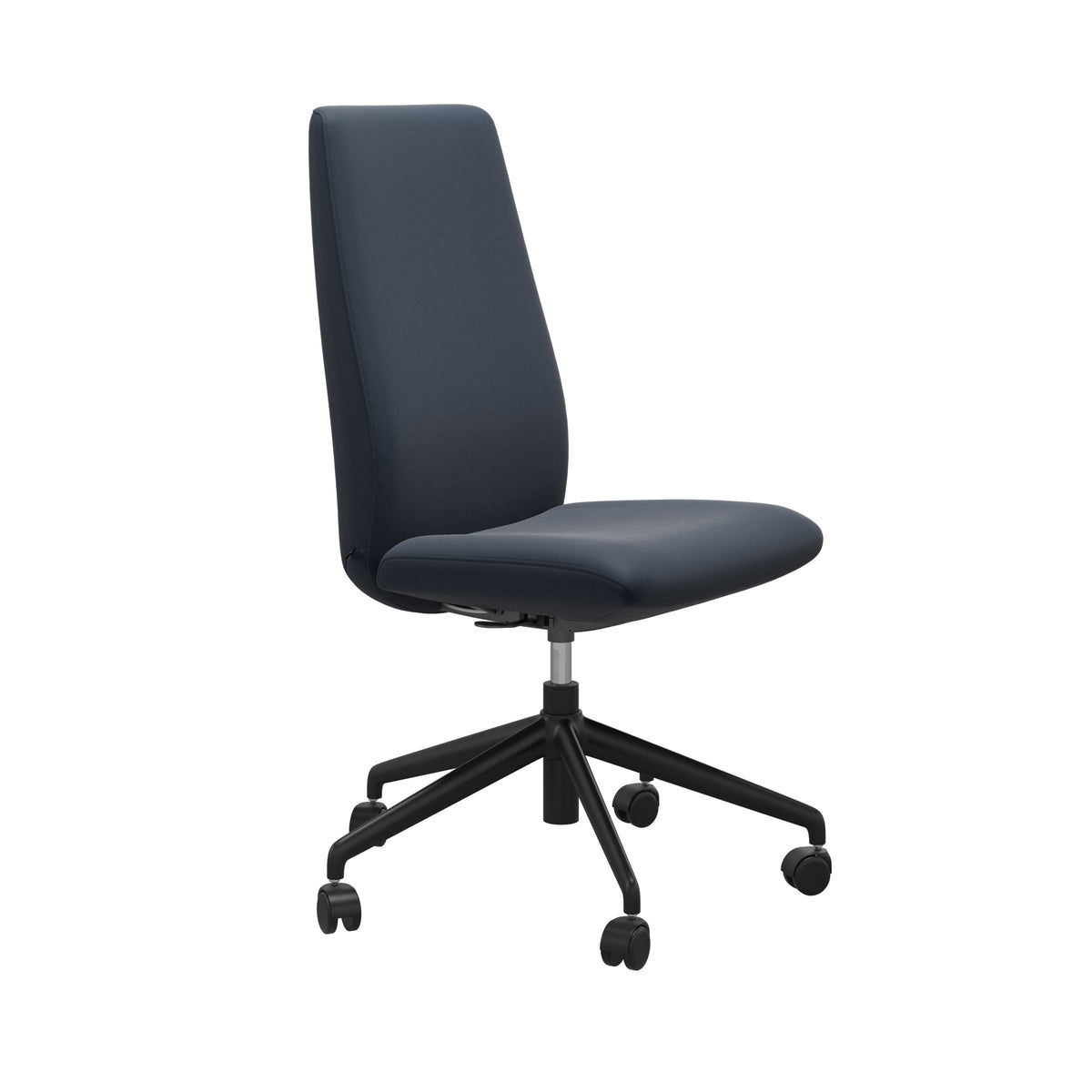Stressless Laurel High Back Home Office Chair - Without Arms - Paloma Oxford Blue - Matte Black base