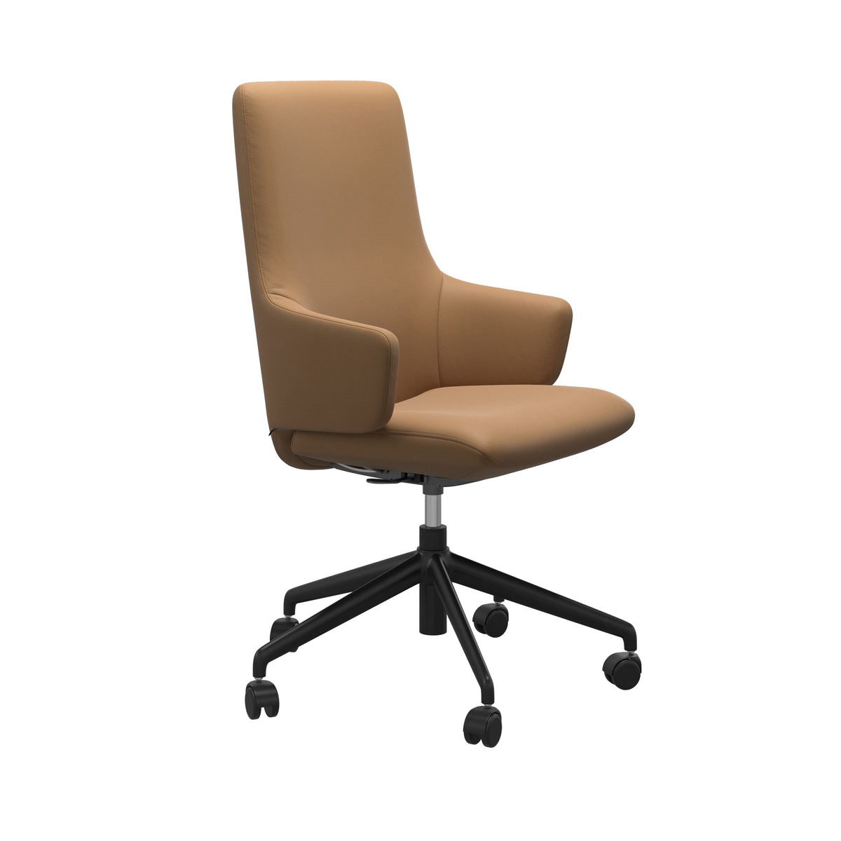 Stressless Laurel High Back Home Office Chair - With Arms - Paloma Taupe - Matte Black base