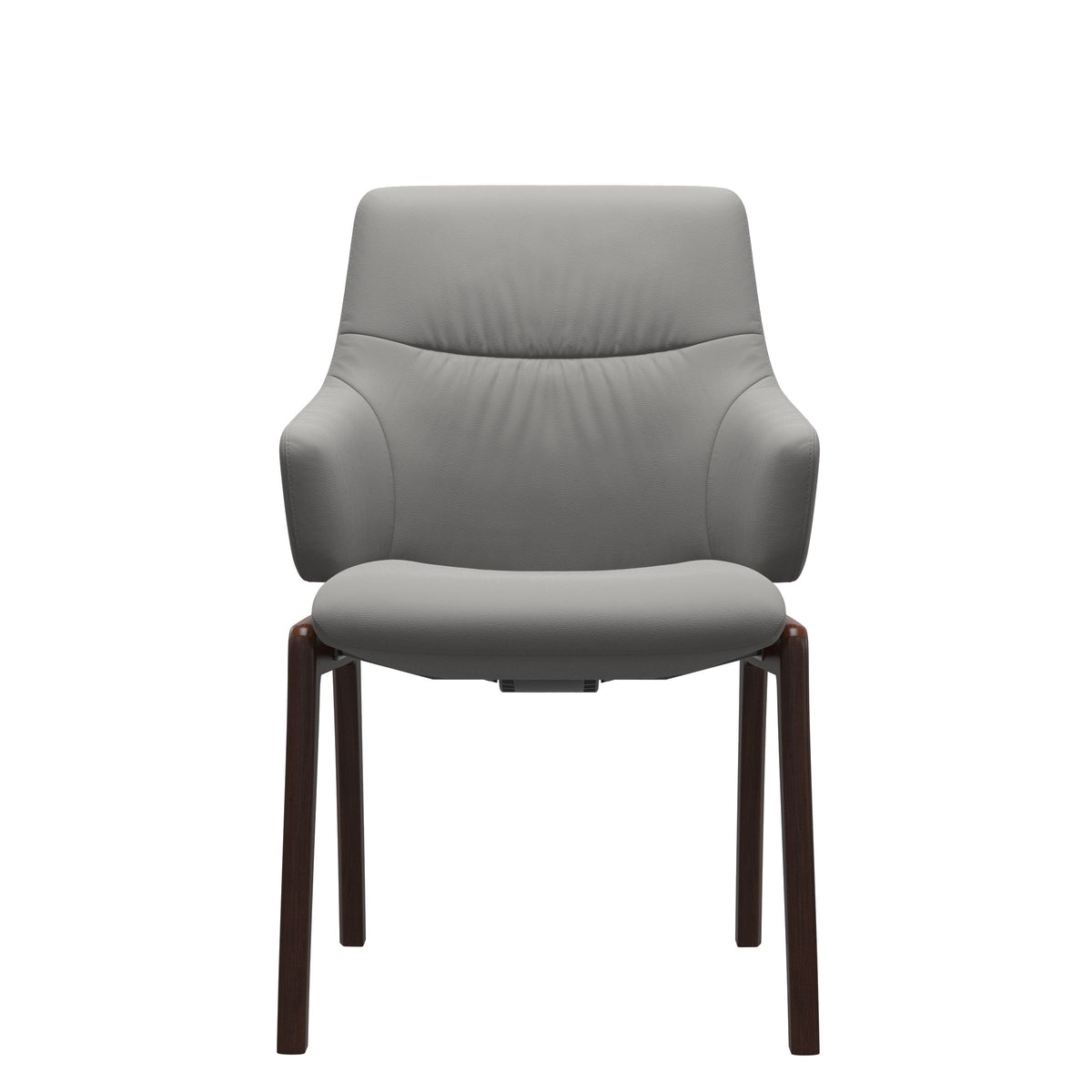 Stressless Mint Low Back Dining Chair – D100 - With Arms - Paloma Silver Grey - Brown legs