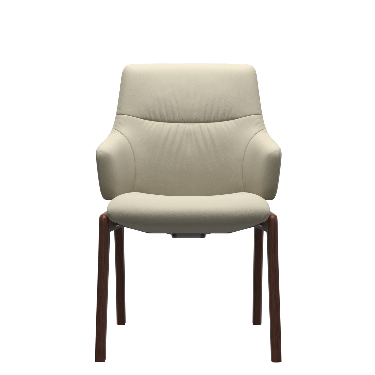 Stressless Mint Low Back Dining Chair – D100 - With Arms - Paloma Light Grey - Walnut legs