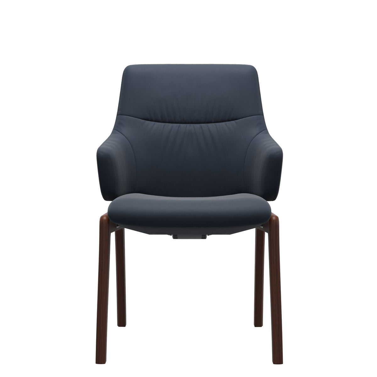 Stressless Mint Low Back Dining Chair – D100 - With Arms - Paloma Oxford Blue - Walnut legs