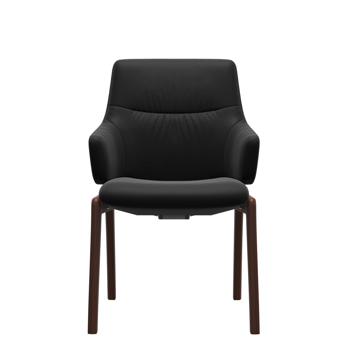 Stressless Mint Low Back Dining Chair – D100 - With Arms - Paloma Black - Walnut legs