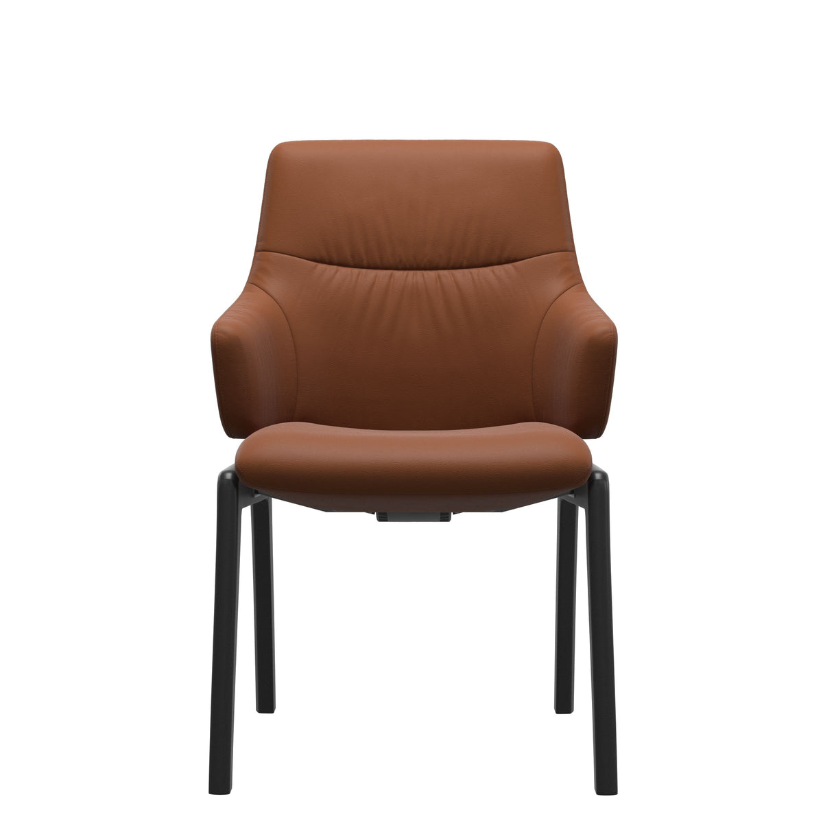 Stressless Mint Low Back Dining Chair – D100 - With Arms - Paloma New Cognac - Black legs