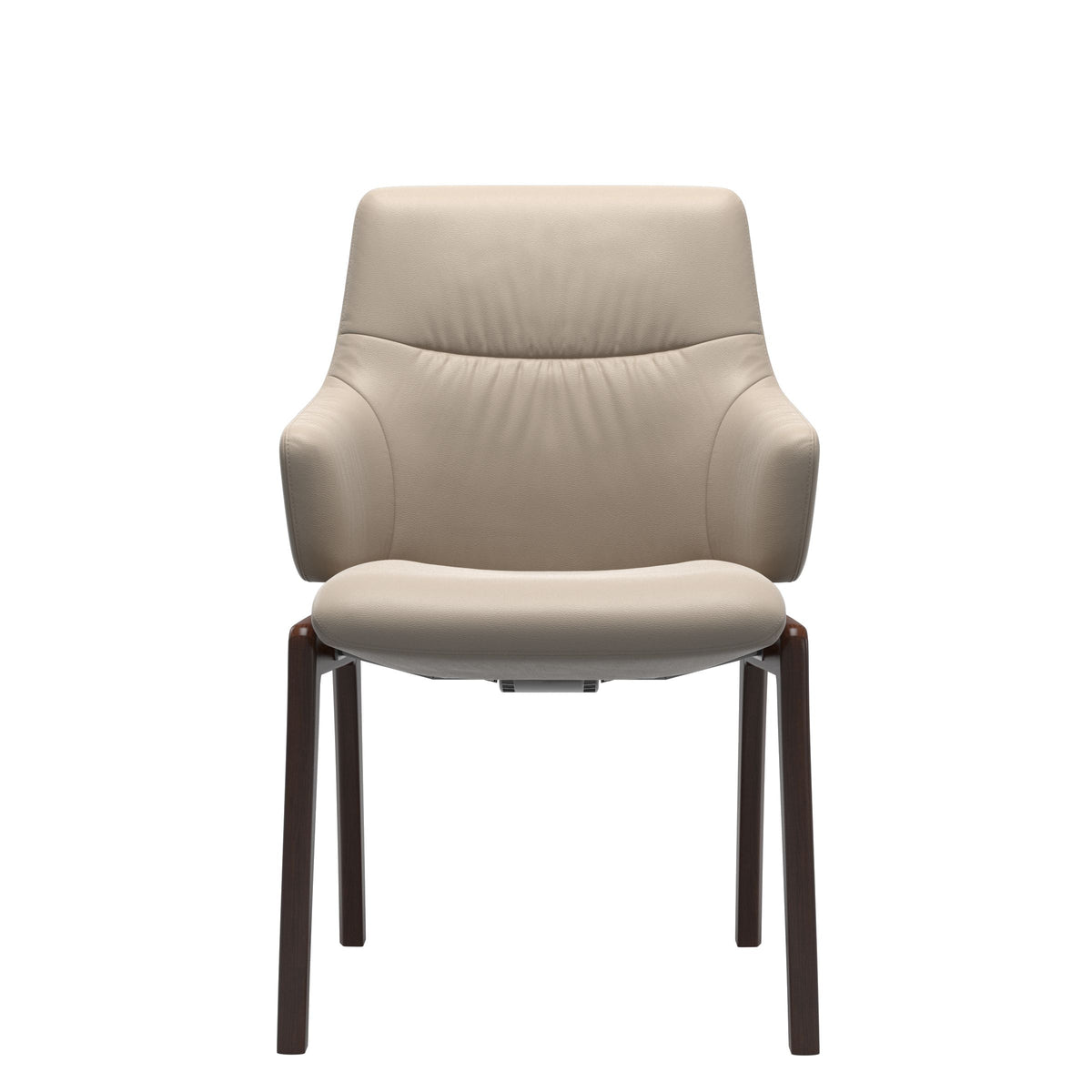 Stressless Mint Low Back Dining Chair – D100 - With Arms - Paloma Mushroom - Brown legs