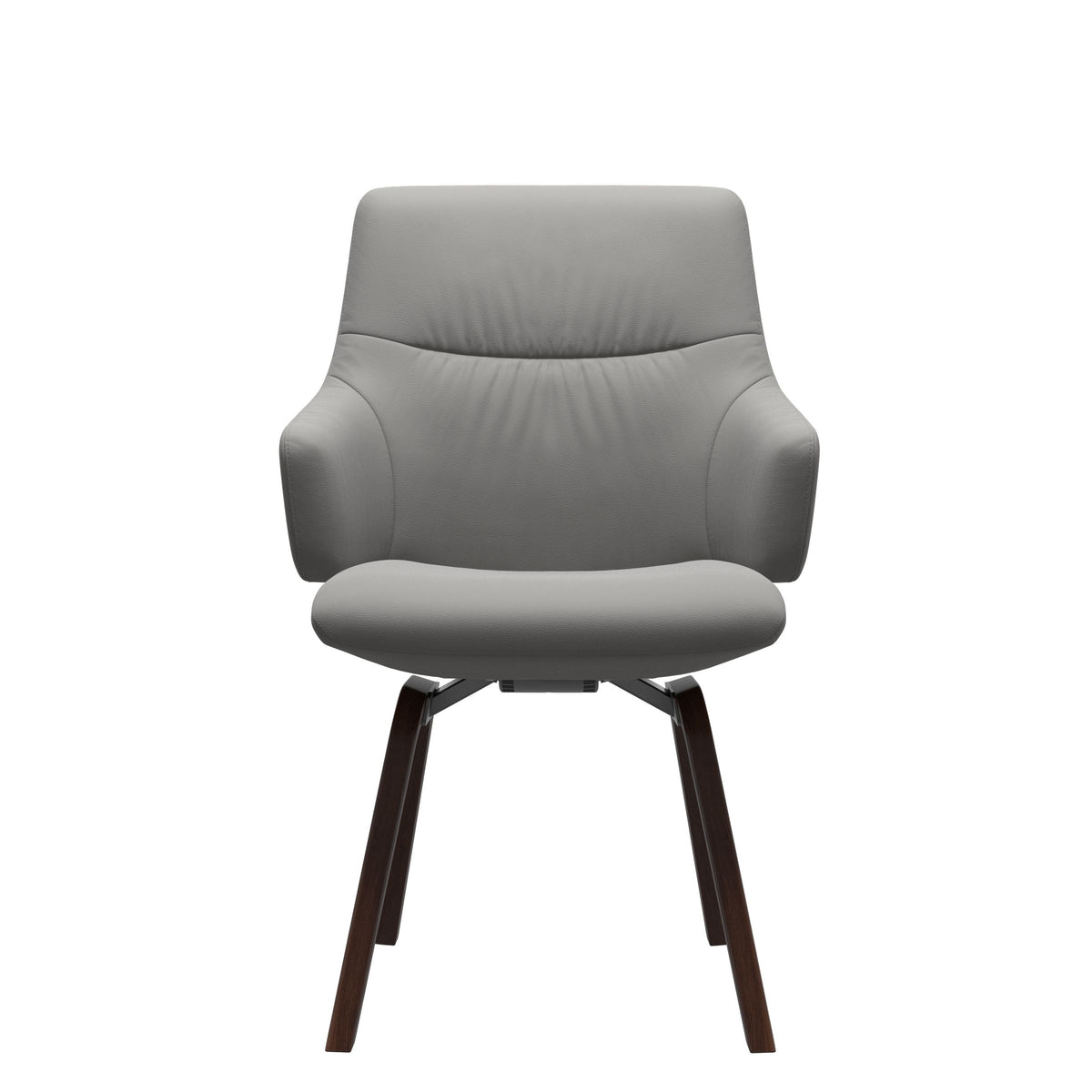 Stressless Mint Low Back Dining Chair – D200 - With Arms - Paloma Silver Grey - Brown legs
