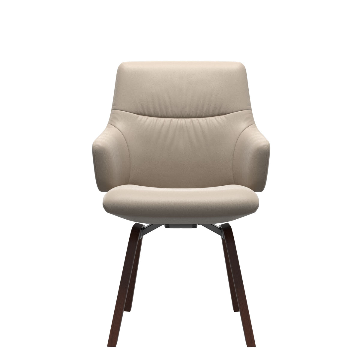 Stressless Mint Low Back Dining Chair – D200 - With Arms - Paloma Mushroom - Walnut legs