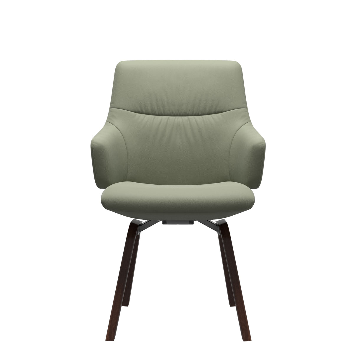 Stressless Mint Low Back Dining Chair – D200 - With Arms - Paloma Shadow Green - Brown legs