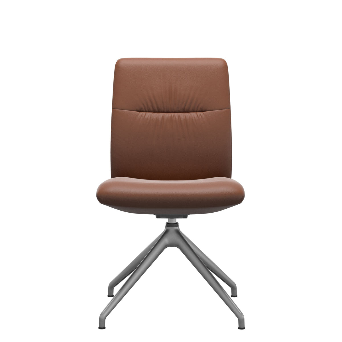 Stressless Mint Low Back Dining Chair – D350 - Without Arms - Paloma New Cognac - Satin Silver base