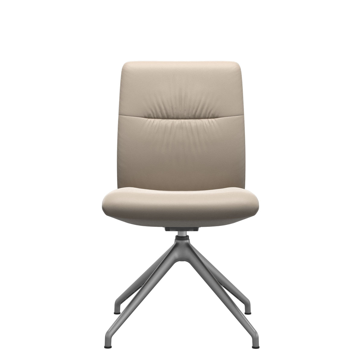 Stressless Mint Low Back Dining Chair – D350 - Without Arms - Paloma Mushroom - Satin Silver base