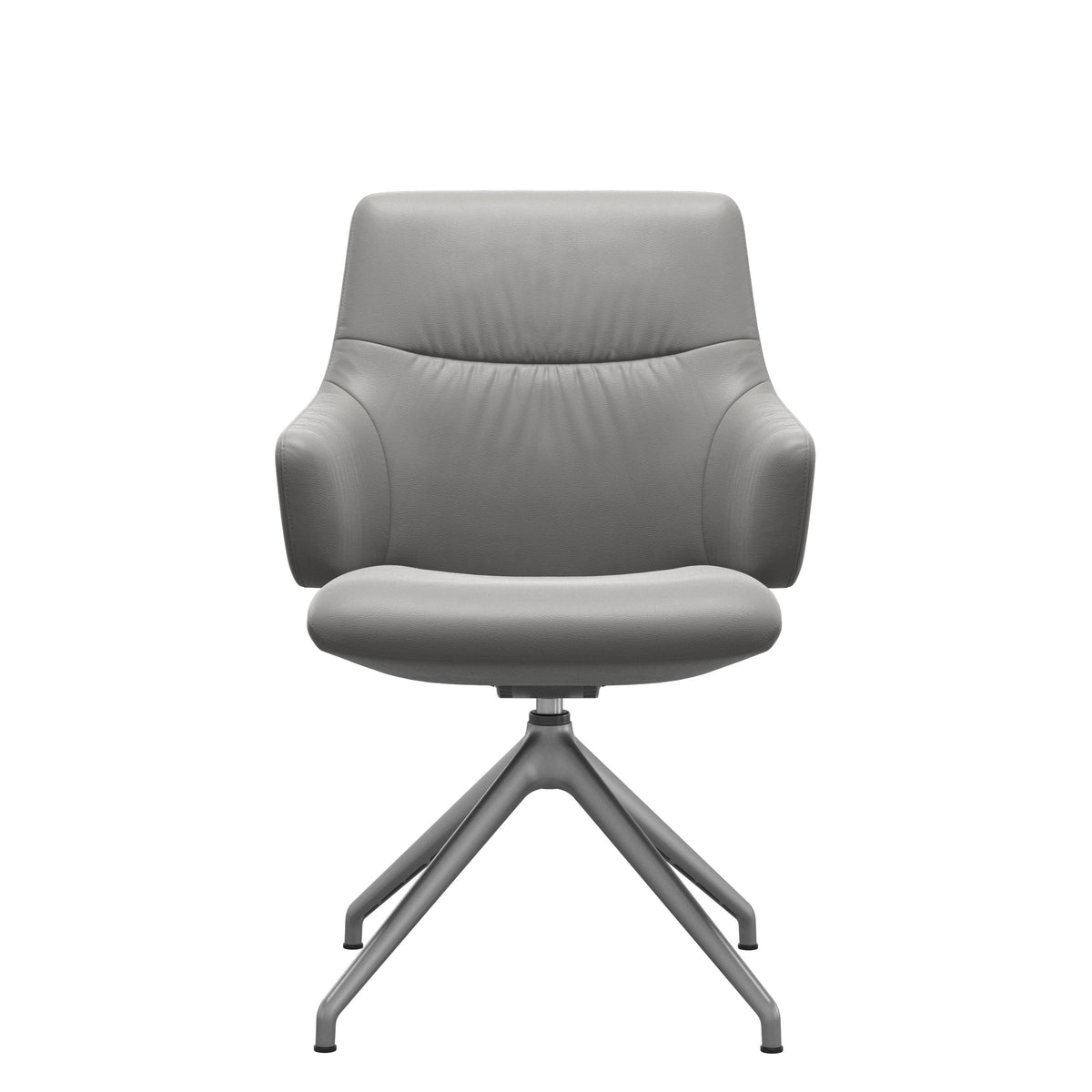 Stressless Mint Low Back Dining Chair – D350 - With Arms - Paloma Silver Grey - Satin Silver base