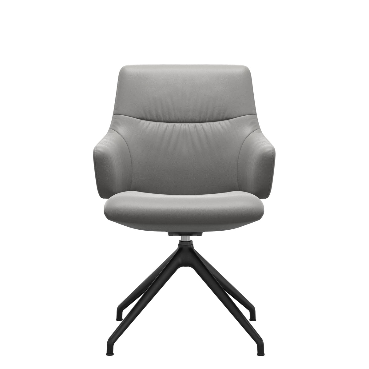 Stressless Mint Low Back Dining Chair – D350 - With Arms - Paloma Silver Grey - Matte Black base