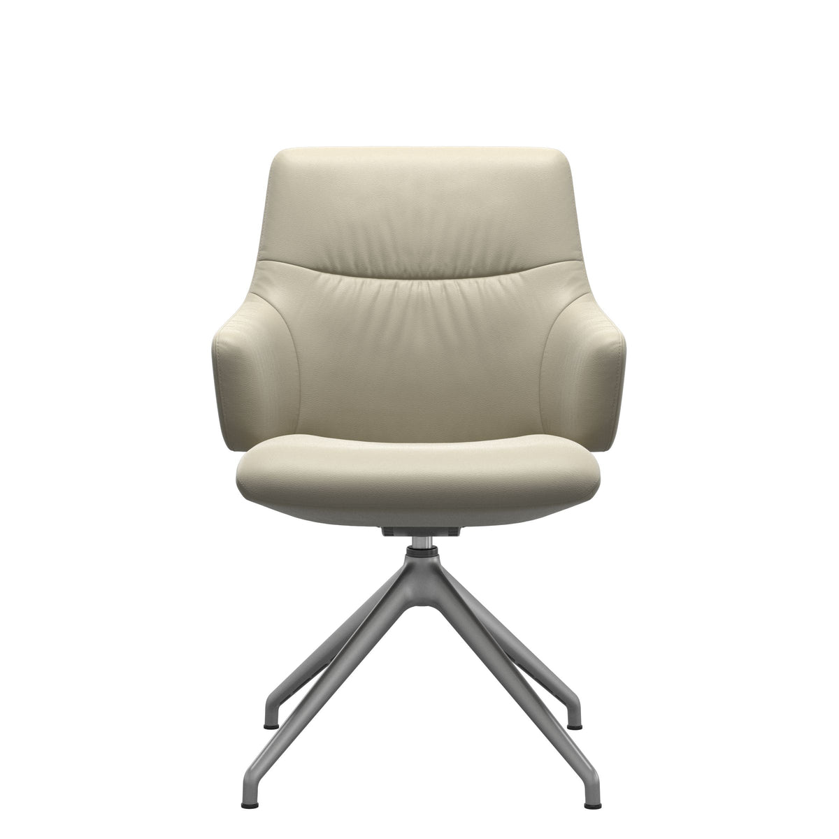 Stressless Mint Low Back Dining Chair – D350 - With Arms - Paloma Light Grey - Satin Silver base