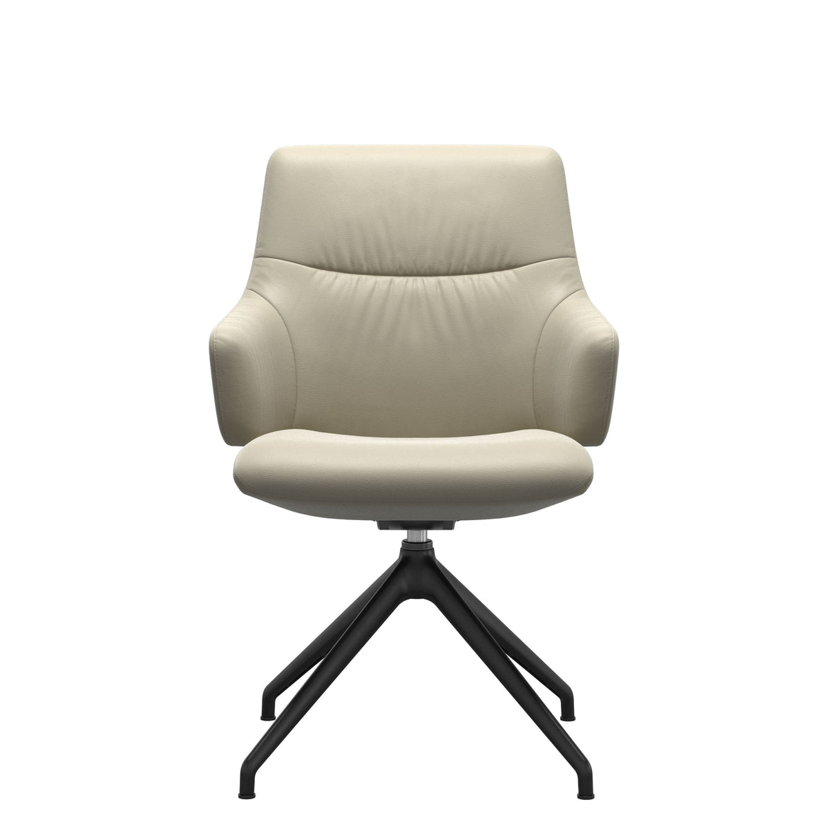 Stressless Mint Low Back Dining Chair – D350 - With Arms - Paloma Light Grey - Matte Black base