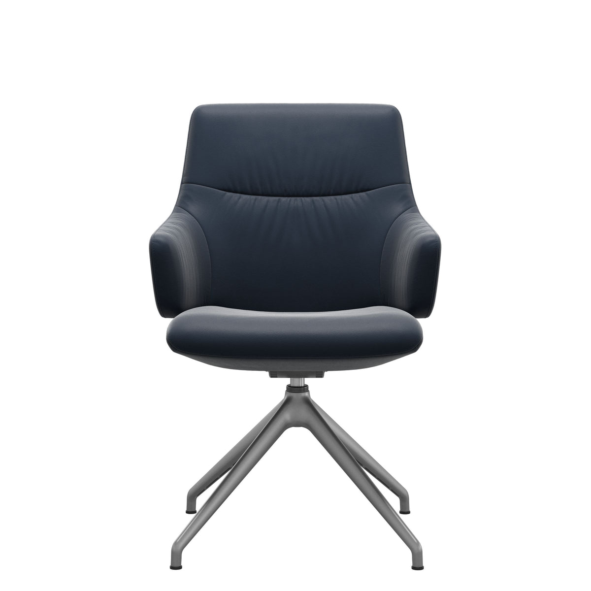 Stressless Mint Low Back Dining Chair – D350 - With Arms - Paloma Oxford Blue - Satin Silver base